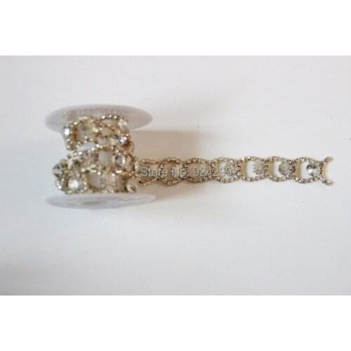 Free Shipping 5 yards Crystal Rhinestone Trim, Rhinestone Applique, Bridal Applique,Wedding Applique,Rhinestone Chain LSRT11212