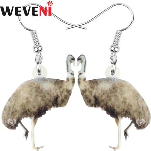 WEVENI Acrylic Australia Emu Bird Earrings Animal Drop Dangle Jewelry For Women Girls Teens Kids Charm Hot Sale Gift Accessories