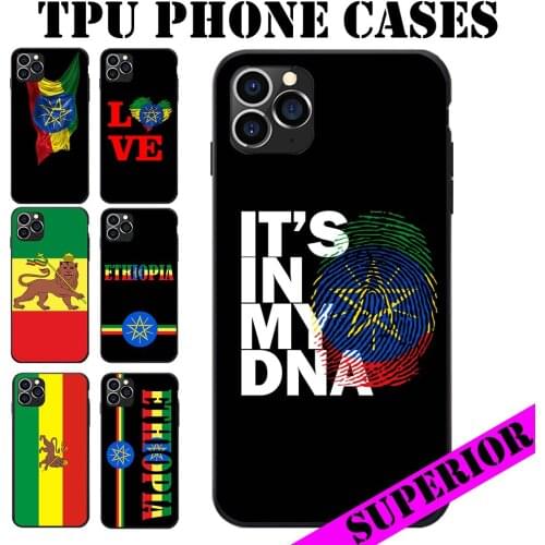 For Samsung Galaxy A20 M10S A70 M20 M30 A40S A51 A71 A30S A50S Ethiopia Flag Coat Of Arms Finger Frint Text TPU Phone Cases