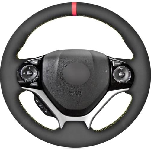 Black Suede Hand Sew Comfortable Soft Steering Wheel Cover for Honda Civic Civic 9 2012 2013 2014 2015