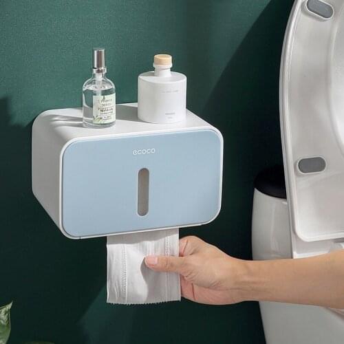 Paper Holder For Toilet Waterproof Wall Mounted Toilet Paper Tray Roll Paper Tube Storage Box Bathroom Tray Tissue Box Shelf