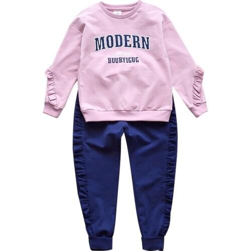 Childrens Tracksuit 2019 Spring Autumn Korean Kids Long Sleeve T Shirt Clothing Set Outfits Clothes for Girls 6 8 10 12 14 Year