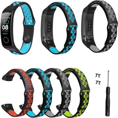 Two-Color Silicone Breathable Sport Wrist Strap Watch Band for Huawei Honor Band 5/4 Smart Watch Bracelet Accessories