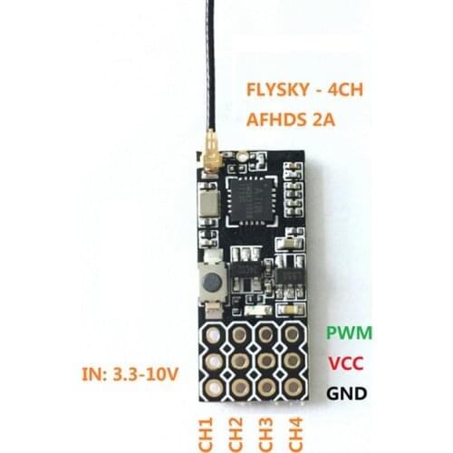 FS2A-4CH 2.4G AFHDS 2A 4CH PWM Mini Receiver 11X25mm for FLYSKY FS-I6 FS-I6X FS-I6S FS-I10 RC Mini Airplane Fixed-Wing Drones
