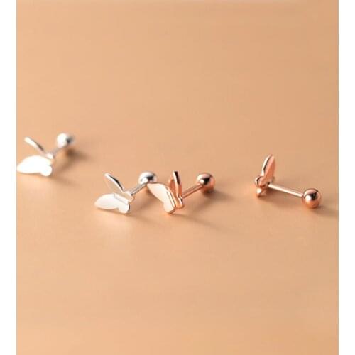 Tiny Butterfly 925 Sterling Silver Tragus Helix Screw Back Stud Earrings A1029