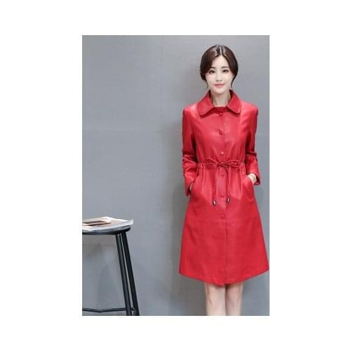 Autumn Winter Faux Leather Jacket Women Long Coat Female Windbreaker Korean Fox Fur Collar Black Womens Jackets KJ634