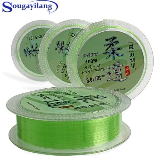 Sougayilang 100m Nylon Fishing Line Monofilament Carbon Fiber Leader Fly Fishing Line Super Soft Line Pesca Fishing Accessories
