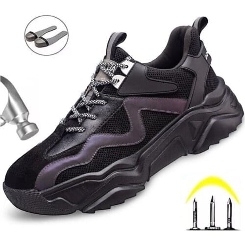 Summer Casual Lightweight Anti-smashing and Pressure-resistant Safety Work Shoes Flying Woven Mesh Breathable Protective Shoes