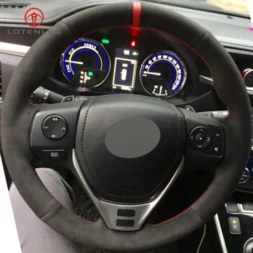 LQTENLEO Black Suede DIY Car Steering Wheel Cover for Toyota RAV4 2013-2019 Corolla 2014-2019 Auris 2013-2016 Scion iM 2016