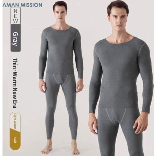 Men Knitted Thermal Shirt Pants Underwear Seamless Inner Wear Thicken Keep Warm Winter Inner Wear Men Double-sided Sanding Slim