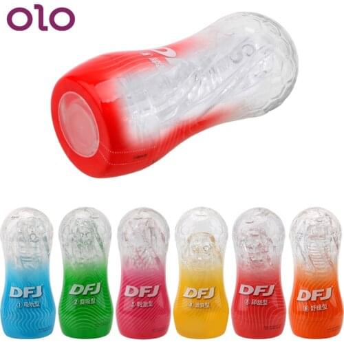 OLO Endurance Exercise Real Vagina Masturbator Transparent Aircraft Cup Male Masturbation Cup Soft Pussy Sex Toys for Men