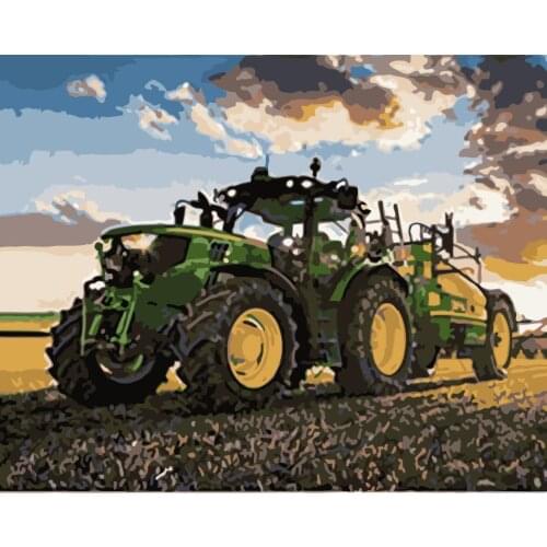 Painting By Numbers DIY Dropshipping 40x50 50x65cm Cool tractor under dusk Still life Canvas Wedding Decoration Art picture Gift