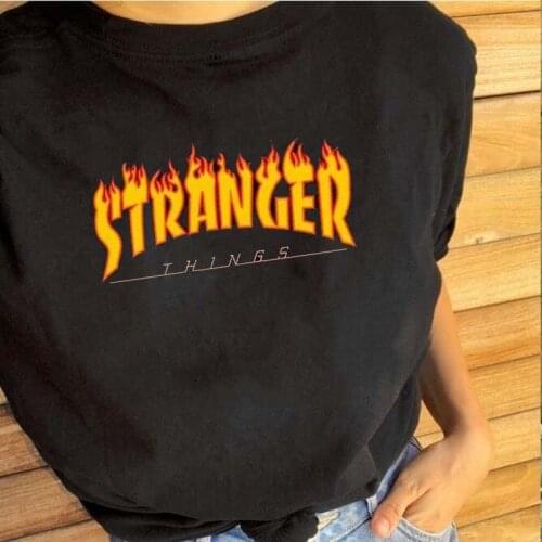 2020 New Summer Fashion Flame Stranger things Graphic Tee unisex women t-shirt Hipster Harajuku Cool Grunge Punk t-shirt