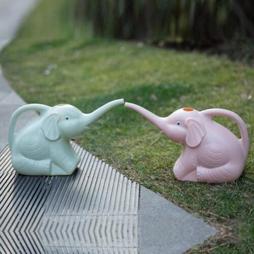 Plastic Cute Elephant Watering Can Long Trunk, 0.5-Gallon for Potted Plants Patio Garden Watering Can