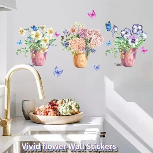 Pvc Wall StickerBedroom Stickers Living Room Kitchen Furniture Home Decoration Accessories DIY Flower Wall Stickers
