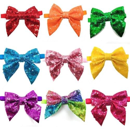 30 Pcs Pet Dog Grooming Christmas Shining Bowknot Puppy Dog Cat Bow Tie Necktie Adjustable Dog Collar Bow Tie Pet Accessories