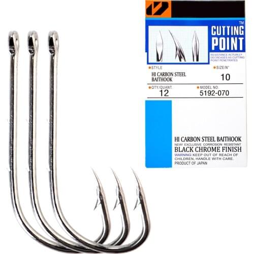 High Carbon Steel Fishing Hooks 1#-10# Baitholder Black Color Jig Head Crank Barbed Hook for Soft Worm Bass Carp Fishing