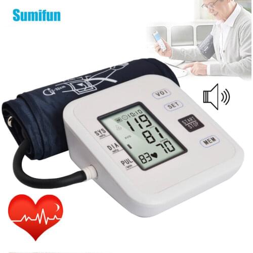 Arm Sphygmomanometer Home Medical Portable Blood Pressure Monitor Automatic Digital BP Tonometer Body Heart Rate Pulse Meter