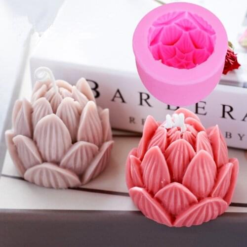 Sophronia S104 Lotus Flower Shaped Silicone Soap Mold DIY Silicone Candle Mould Candy Cake Stencil Cake Tools 7.8*5.2CM