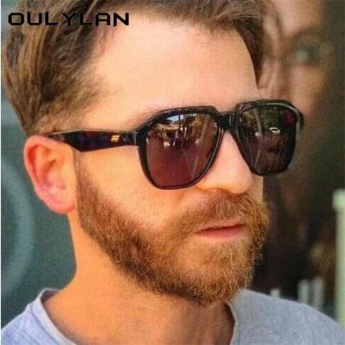 Oulylan Oversized Sunglasses for Men Vintage Colored Goggles Big Frame Outdoor Shades Sun Glasses Ladies Leopard Eyewear UV400