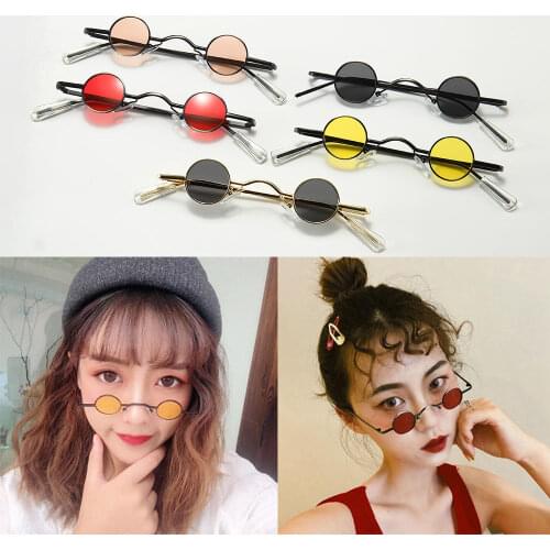 Retro Mini Sunglasses Round Mens Metal Frames Gold Black Red Small Round Framed Glasses Popular Colorful Glass Fashion Eyewear