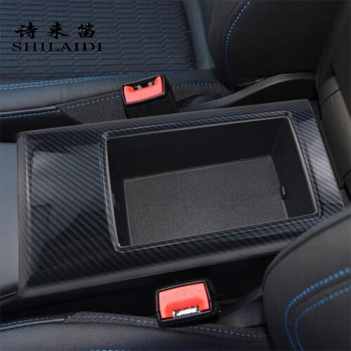 Car Styling Center Console Armrest Storage Box Decoration Cover Sticker Trim For Audi A3 8V S3 Interior Carbon Fiber Accessories