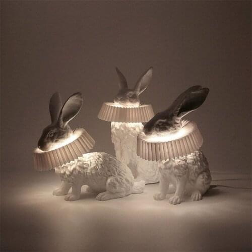 Nordic Cute Animal Rabbit Table Light For Bedroom Bedside Living Room Study Room Childrens Room Resin LED Table Lamp