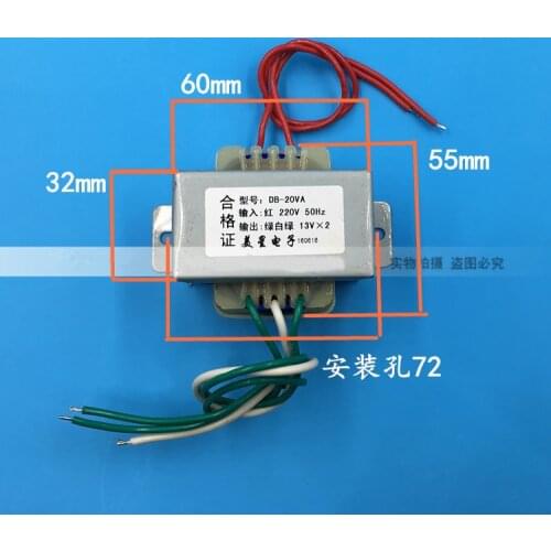 EI transformer,220V to 13V*2,Double 13V 0.8A 20W,All copper Power transformer