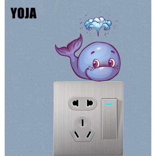 YOJA Cute Water-jet Whales Switch Sticker PVC Living Room Bedroom Home Decor Wall Decal 11SS0329