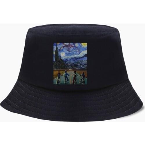 Funny Stranger Things Starry Night Demogorgon Eleven Bucket Hat Panama Men Cap Women Bob Hats Outdoor Sunscreen Fisherman Caps