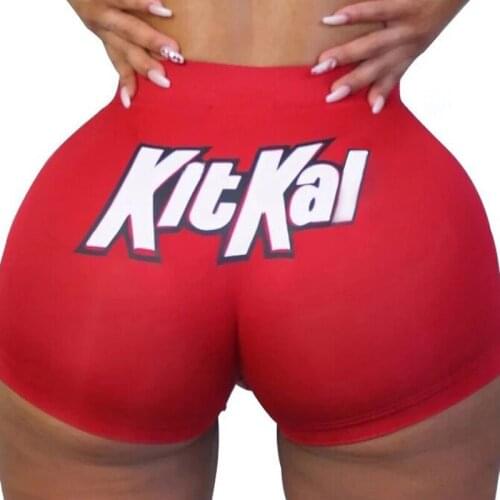 2020 Women’s Summer Casual Shorts Personality Letter Pattern Elastic High Waist Tight-fitting Yoga Shorts Sport Leggings