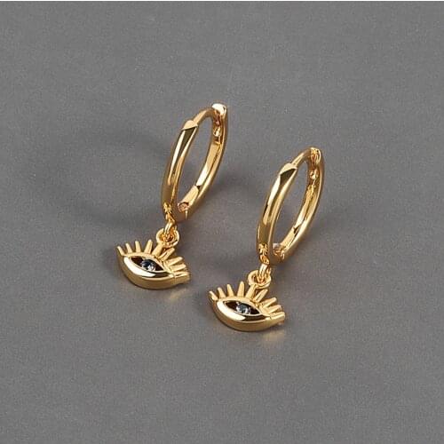 Blue CZ Evil Eyes Hoop Earring For Women Korean Small Eye Dangle Earrings Fashion Jewelry 2021 Oorbellen Voor Vrouwen M4