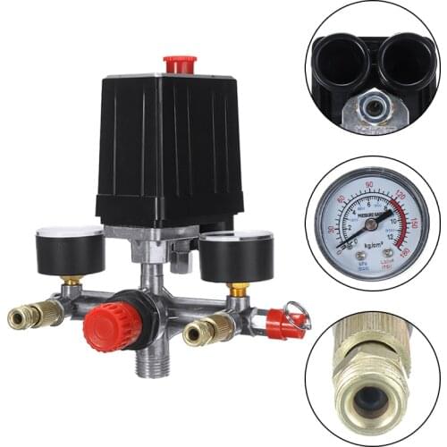 230V Outlet Tube Air Compressor Pressure Switch Air Valve Manifold Relief Compressor Control Regulator Gauges Fitting Parts
