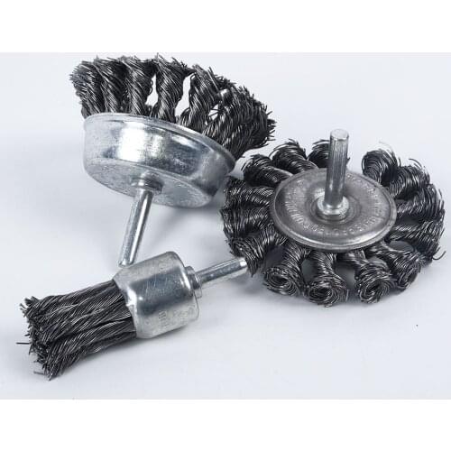 3PCS Steel Rotary Joint Knot Flat Wire Wheel Cup Brush Disk Rust Removal Polishing For Drill Angle Grinder Gadget Rotary Tool