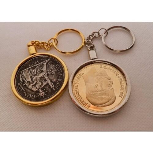40mm Necklace / Bezel New challenge coin holder Coin hook pendant key ring chain 10pcs/lot or 100pcs /lot