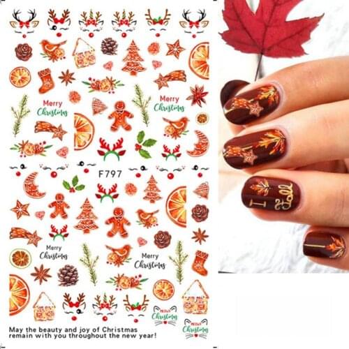 5Pcs/Set Nail Sticker Antler Snowflake Patterns Christmas Gifts Nail Art Decals Glitter Foil Decor Manicure Salon Tools