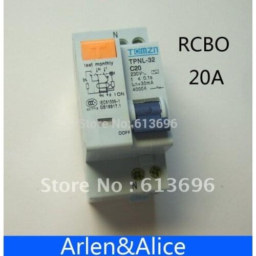 DPNL 1P+N 20A 230V~ 50HZ/60HZ Residual current Circuit breaker with over current and Leakage protection RCBO