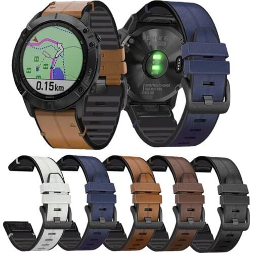 22mm 26mm Quick Release Leather Silicone Strap For Garmin Fenix 6X 6 Pro Tactix Delta Watchband Easyfit Bracelet For Fenix 5 5X