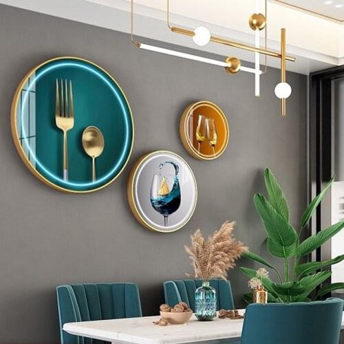 Dining Room Decoration Painting Round Restaurant Wall Hanging Painting Kitchen Wall Abstract Mural Restaurant Photo Frame Mural