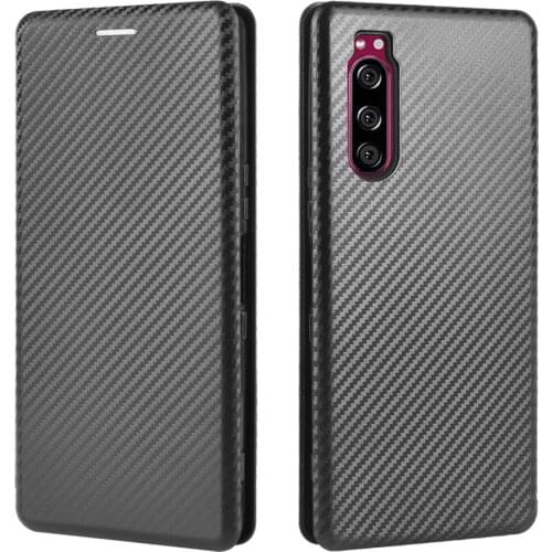 For Sony Xperia 5 II Carbon Fiber Flip Magnetic Leather Case For Sony Xperia 5 II Xperia5ii Xperia5 Card Holder Wallet Cover