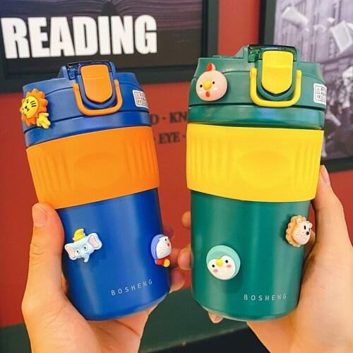 New Office Simplicity Coffee Cup With Straw Double Drink Mouth Car Load Espresso Cups Men And Women Stainless Steel Thermos Cup