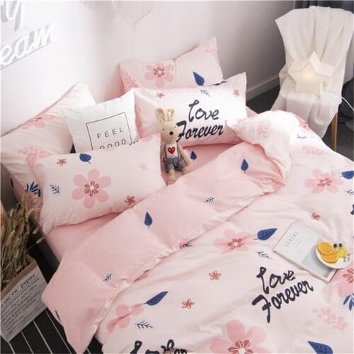 3/4pcs Fashion Bedding Sets Cute Bed Linen Simple Style King Queen Size Bedding Set Duvet Cover + Bed Flat Sheet + Pillow Case
