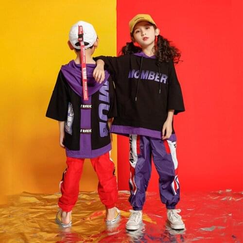 Hip Hop Costumes Stage Wear Child Party Show Hooides Girls Boys Ballroom Dancing Costumes for Kids Pants Jazz Dance Clothes Wear