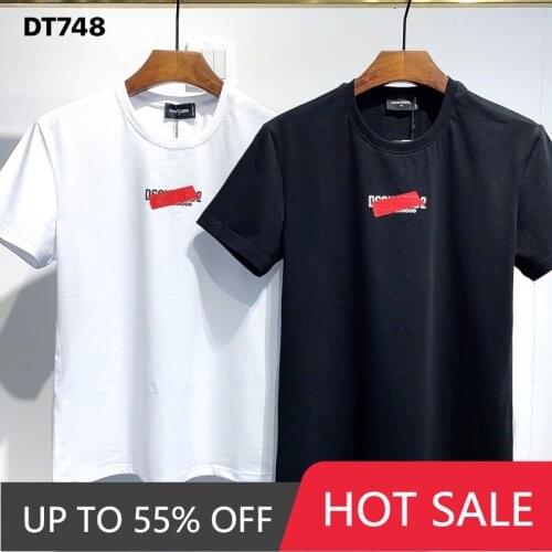 DSQUARED2 Mens Printed Letters O-Neck Tshirts Men Short Sleeve Street Hip Hop Pure Cotton Authentic Tee DSQ2 T-shirt