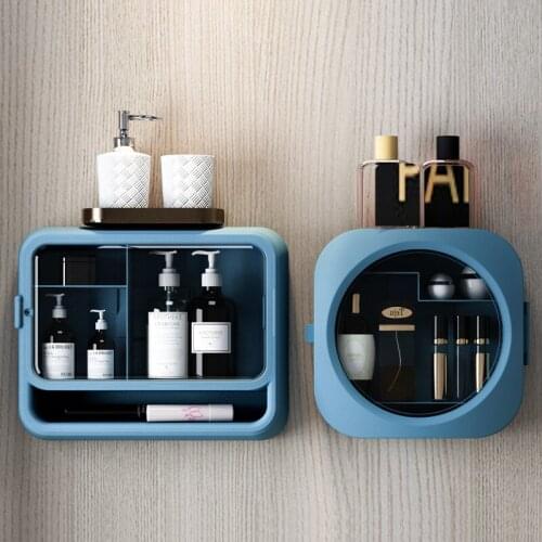 Wall-Mounted Makeup Organizer For Cosmetics Bathroom Hanging Shelf Storage Makeup Jewelry Box Pill Case Kitchen Container
