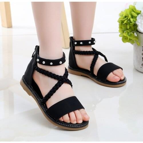 Shoes For Girl Summer 2020 New Fashion Gladiator Princess Shoes Student Beach Shoes For Girls 3 4 5 6 7 8 9 10 11 12 Years Kids