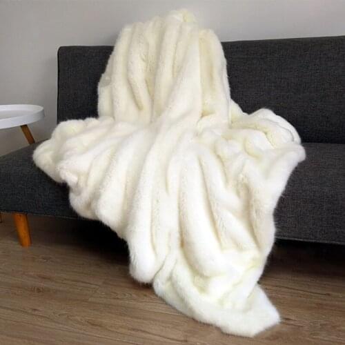 Faux fur blanket thickened super soft sofa blanket model room decoration blanket bed foot blanket