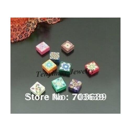 Wholesale 500pcs 8x8mm Square Polymer Clay Loose Beads For DIY Free Shipping
