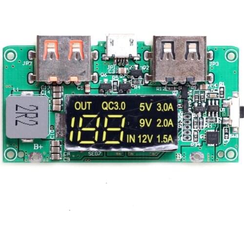 3.7V 5V high pass QC3.0 fast charging press board digital electric power display mobile power circuit board