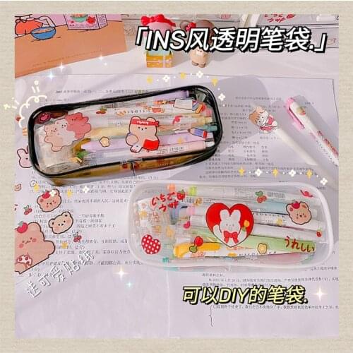 Simple Style Transparent PVC Pencil Case Pen Bag Stationery Storage Bag PencilCase School Stationery Supply